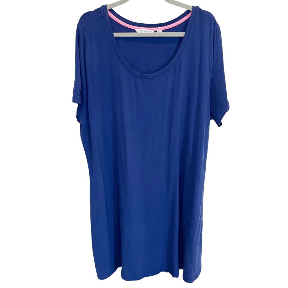 QVC Isaac Mizrahi Live! Blue‎ Scoop Neck T-Shirt Midi Dress Pockets - Size 3X